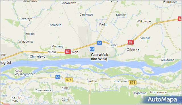 mapa Czerwińsk nad Wisłą, Czerwińsk nad Wisłą na mapie Targeo