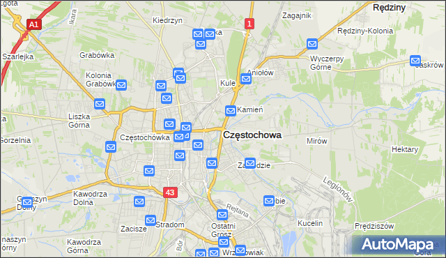 mapa Częstochowy, Częstochowa na mapie Targeo