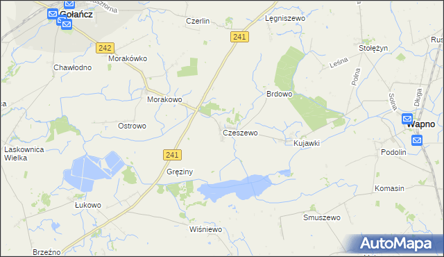 mapa Czeszewo gmina Gołańcz, Czeszewo gmina Gołańcz na mapie Targeo