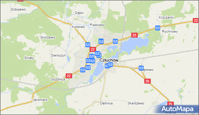 mapa Człuchów, Człuchów na mapie Targeo