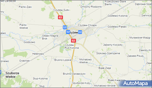 mapa Czyżew-Złote Jabłko, Czyżew-Złote Jabłko na mapie Targeo