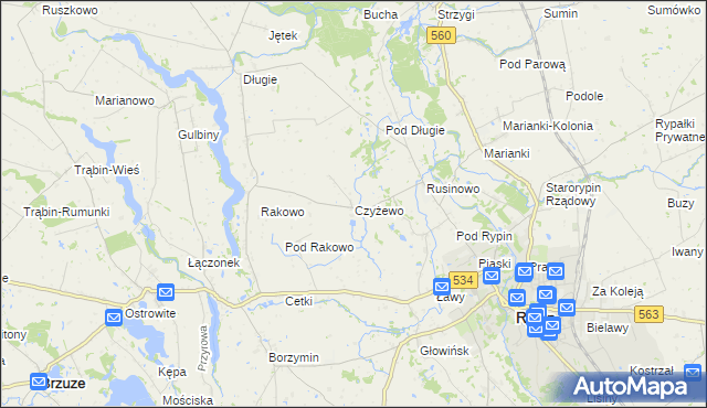 mapa Czyżewo gmina Rypin, Czyżewo gmina Rypin na mapie Targeo