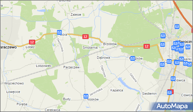 mapa Dąbrowa gmina Jarocin, Dąbrowa gmina Jarocin na mapie Targeo