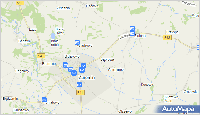 mapa Dąbrowa gmina Żuromin, Dąbrowa gmina Żuromin na mapie Targeo
