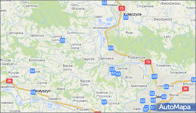 mapa Dąbrówka gmina Brzyska, Dąbrówka gmina Brzyska na mapie Targeo
