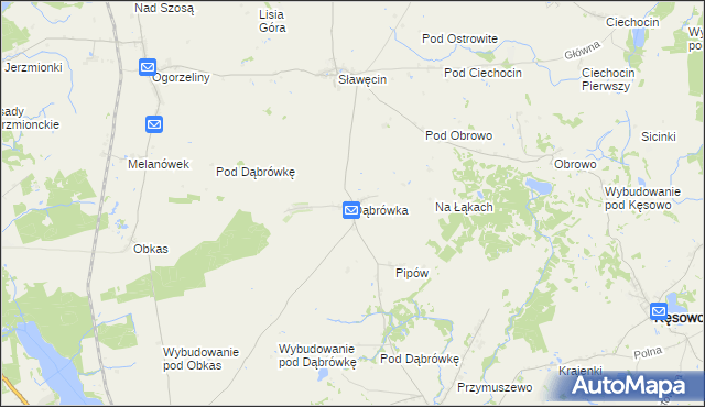 mapa Dąbrówka gmina Kamień Krajeński, Dąbrówka gmina Kamień Krajeński na mapie Targeo