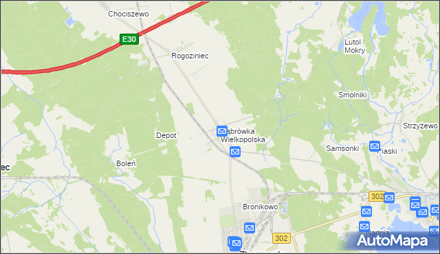 mapa Dąbrówka Wielkopolska, Dąbrówka Wielkopolska na mapie Targeo