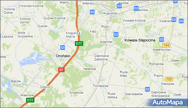mapa Dąbrówka Zabłotnia, Dąbrówka Zabłotnia na mapie Targeo