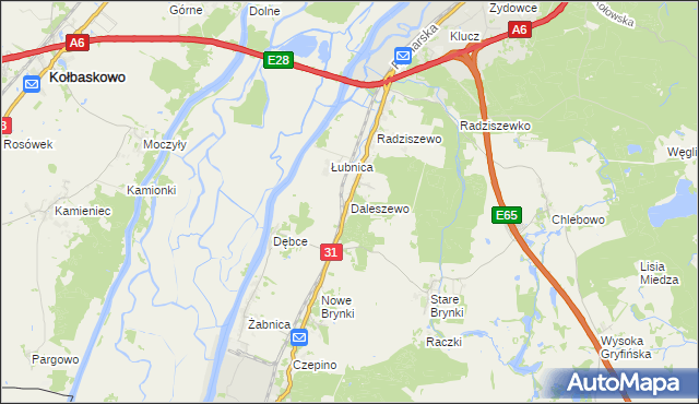 mapa Daleszewo, Daleszewo na mapie Targeo