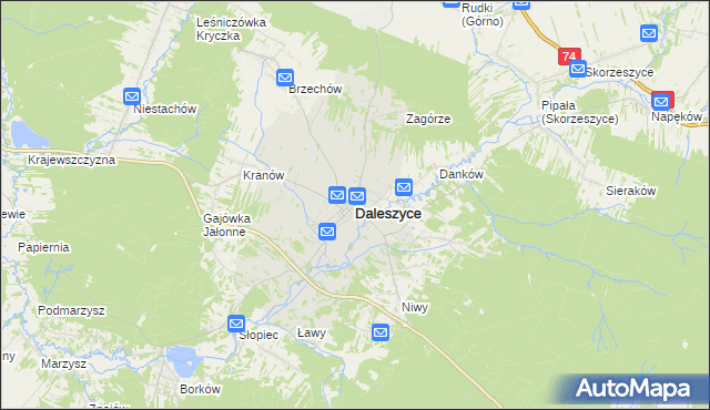 mapa Daleszyce, Daleszyce na mapie Targeo