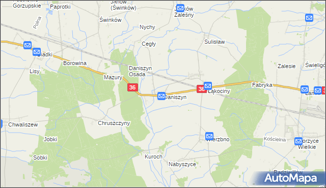 mapa Daniszyn, Daniszyn na mapie Targeo