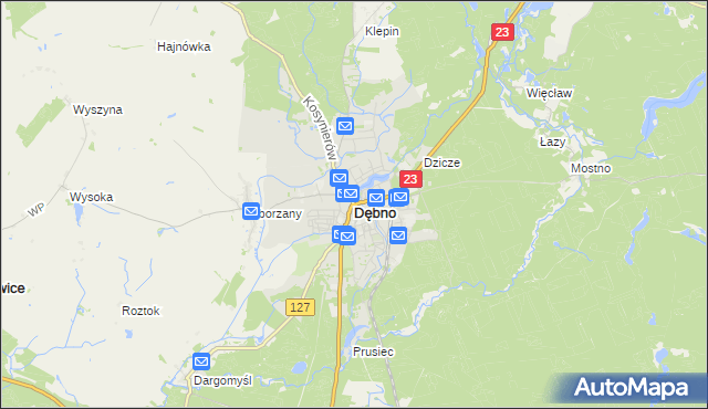 mapa Dębno powiat myśliborski, Dębno powiat myśliborski na mapie Targeo