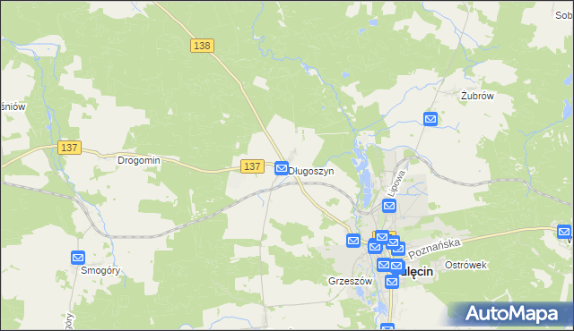 mapa Długoszyn, Długoszyn na mapie Targeo