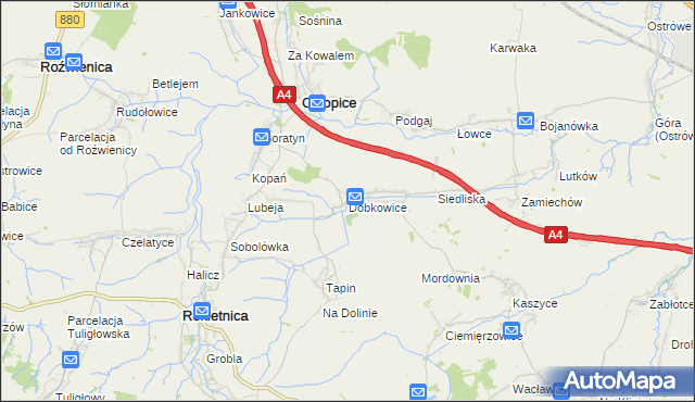 mapa Dobkowice gmina Chłopice, Dobkowice gmina Chłopice na mapie Targeo