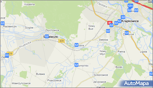 mapa Dobra gmina Strzeleczki, Dobra gmina Strzeleczki na mapie Targeo