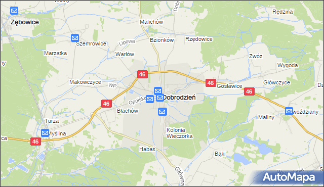 mapa Dobrodzień, Dobrodzień na mapie Targeo