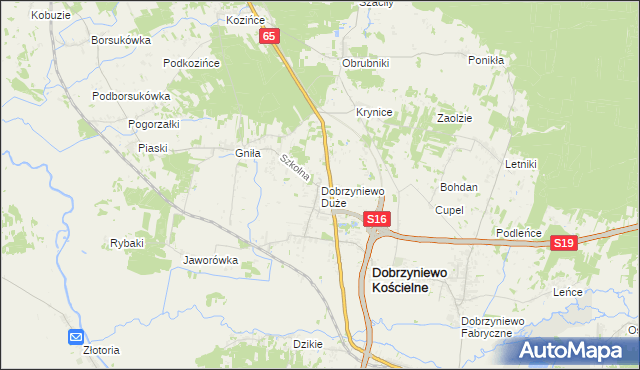 mapa Dobrzyniewo Duże, Dobrzyniewo Duże na mapie Targeo