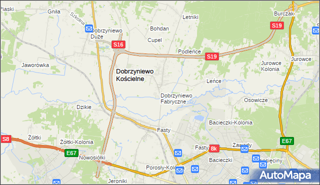 mapa Dobrzyniewo Fabryczne, Dobrzyniewo Fabryczne na mapie Targeo