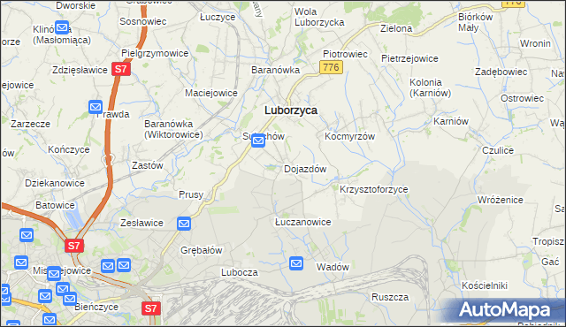 mapa Dojazdów, Dojazdów na mapie Targeo