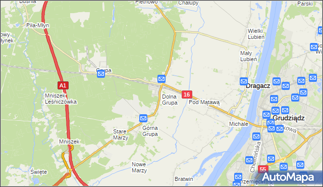 mapa Dolna Grupa, Dolna Grupa na mapie Targeo