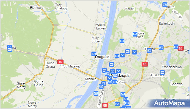 mapa Dragacz, Dragacz na mapie Targeo
