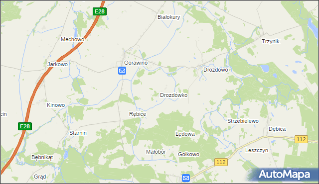 mapa Drozdówko gmina Rymań, Drozdówko gmina Rymań na mapie Targeo