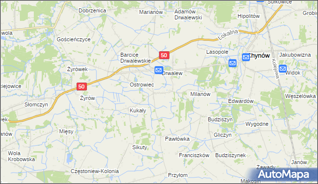 mapa Drwalewice gmina Chynów, Drwalewice gmina Chynów na mapie Targeo