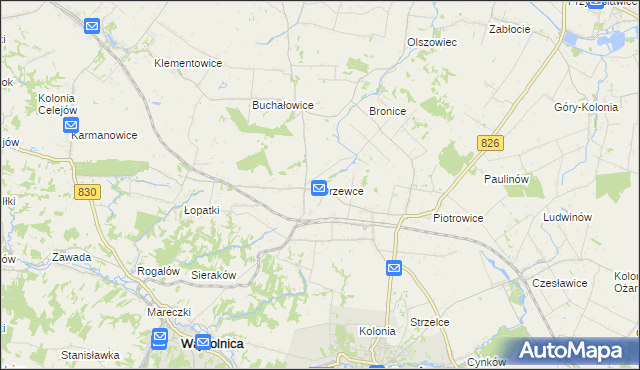 mapa Drzewce gmina Nałęczów, Drzewce gmina Nałęczów na mapie Targeo