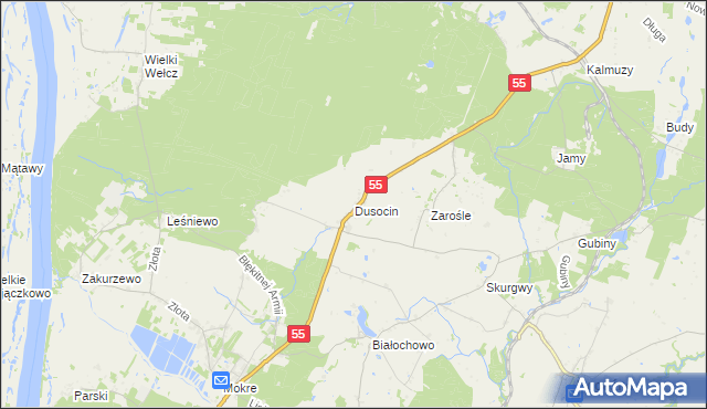 mapa Dusocin, Dusocin na mapie Targeo