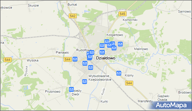 mapa Działdowo, Działdowo na mapie Targeo
