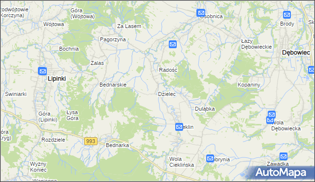 mapa Dzielec, Dzielec na mapie Targeo