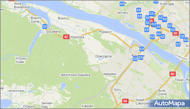mapa Dzierzązna gmina Nowy Duninów, Dzierzązna gmina Nowy Duninów na mapie Targeo