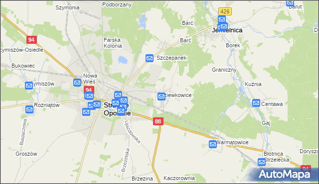 mapa Dziewkowice, Dziewkowice na mapie Targeo