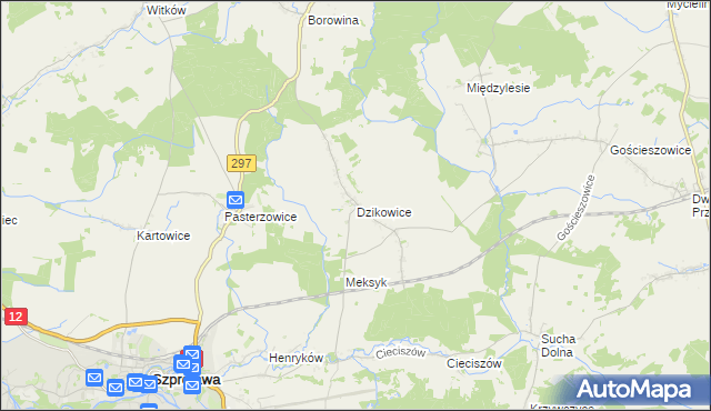 mapa Dzikowice, Dzikowice na mapie Targeo