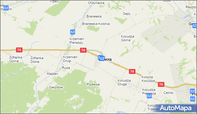 mapa Dzwola, Dzwola na mapie Targeo
