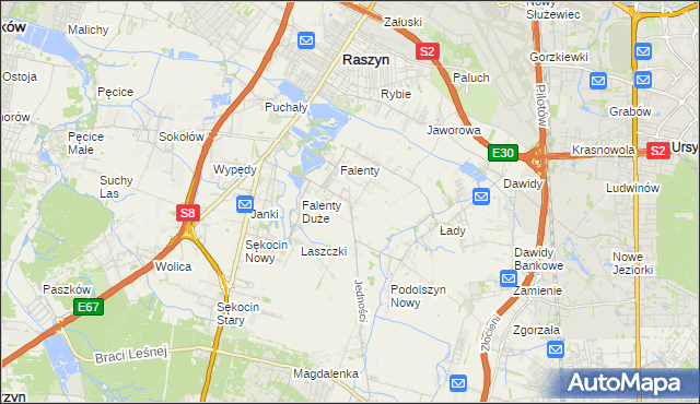 mapa Falenty Nowe, Falenty Nowe na mapie Targeo