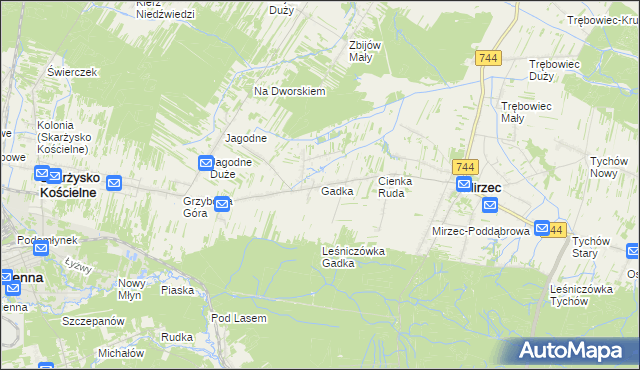 mapa Gadka gmina Mirzec, Gadka gmina Mirzec na mapie Targeo