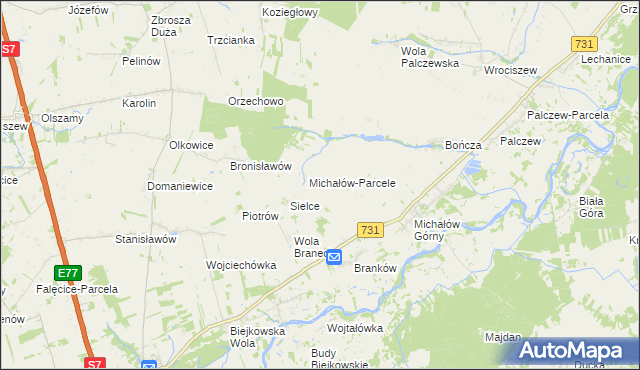 mapa Gajówka Michałów gmina Warka, Gajówka Michałów gmina Warka na mapie Targeo