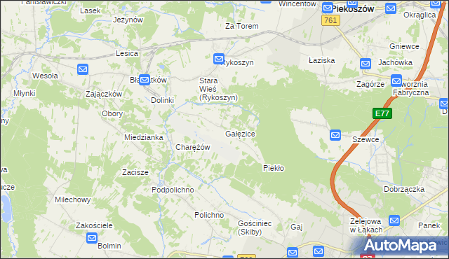 mapa Gałęzice, Gałęzice na mapie Targeo