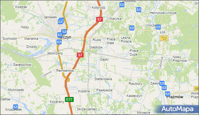 mapa Gąski gmina Tarczyn, Gąski gmina Tarczyn na mapie Targeo