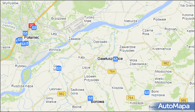 mapa Gawłuszowice, Gawłuszowice na mapie Targeo