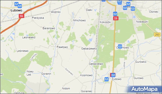 mapa Gębarzewko, Gębarzewko na mapie Targeo