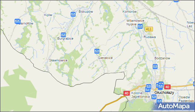 mapa Gierałcice gmina Głuchołazy, Gierałcice gmina Głuchołazy na mapie Targeo