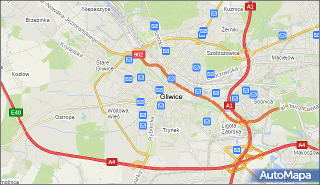 mapa Gliwic, Gliwice na mapie Targeo