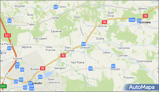 mapa Głosków gmina Borowie, Głosków gmina Borowie na mapie Targeo
