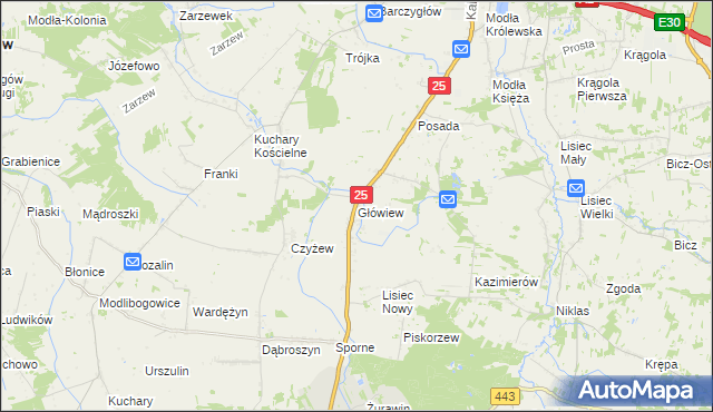 mapa Główiew, Główiew na mapie Targeo