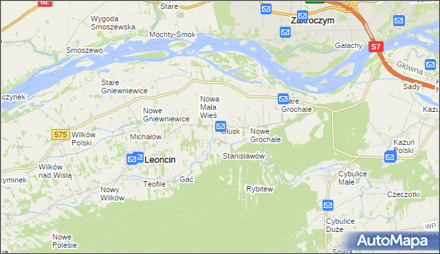 mapa Głusk gmina Leoncin, Głusk gmina Leoncin na mapie Targeo