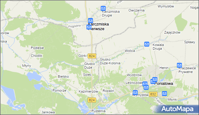 mapa Głusko Duże-Kolonia, Głusko Duże-Kolonia na mapie Targeo