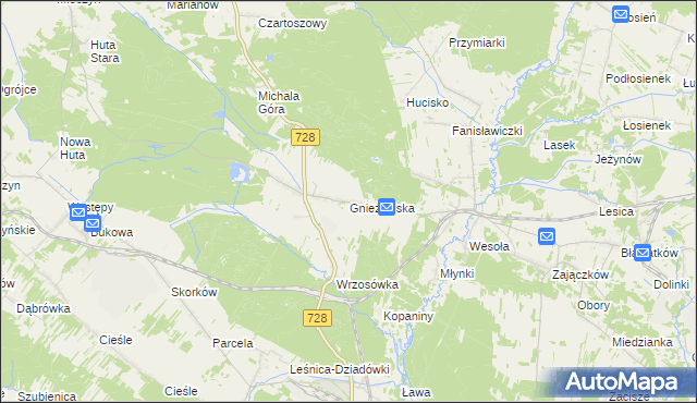 mapa Gnieździska, Gnieździska na mapie Targeo