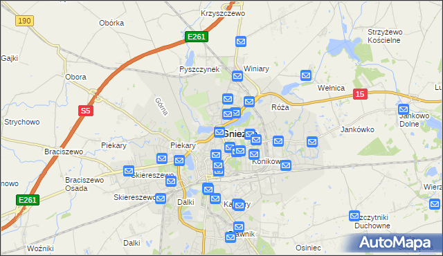 mapa Gniezna, Gniezno na mapie Targeo